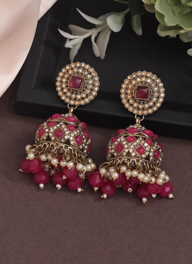     Rani Party Wear Kundan Earrings 